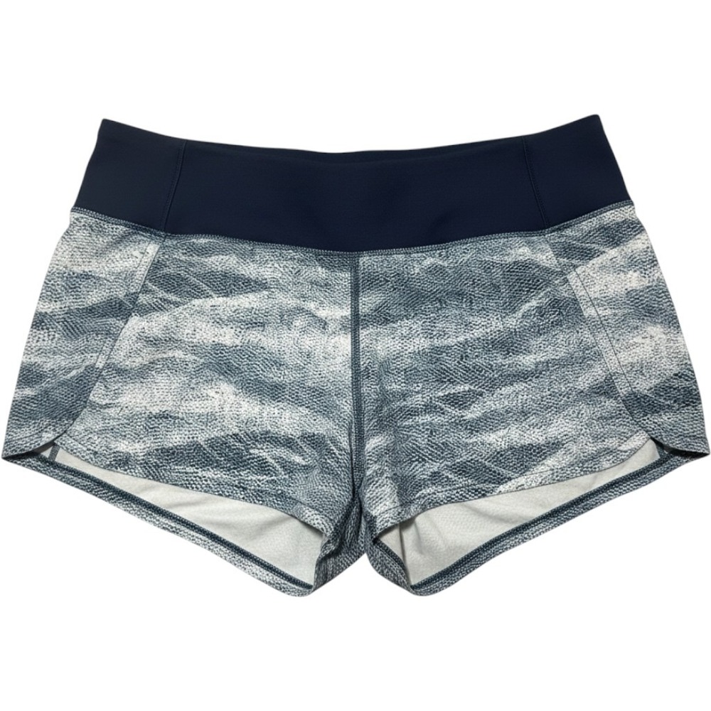 Lululemon Speed Up Shorts 2.5 Hyper Cheetah Blue White Snakeskin Print Size 8